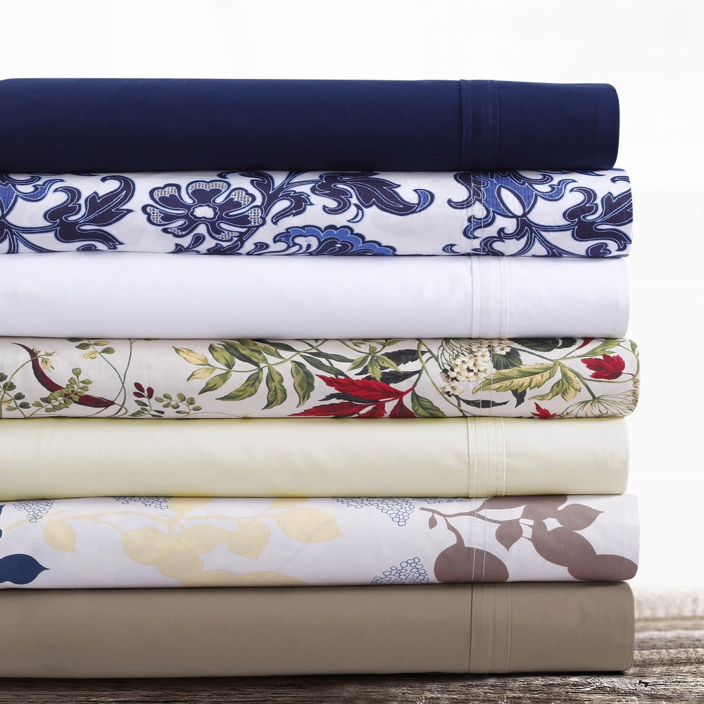 Parure de lit Tribeca Living en percale de coton à poches extra-profondes avec drap plat surdimensionné