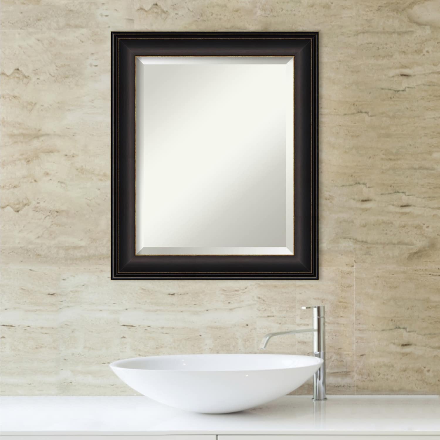 Miroir mural biseauté pour salle de bain - Cadre en bronze huilé Trio - Bronze huilé Trio