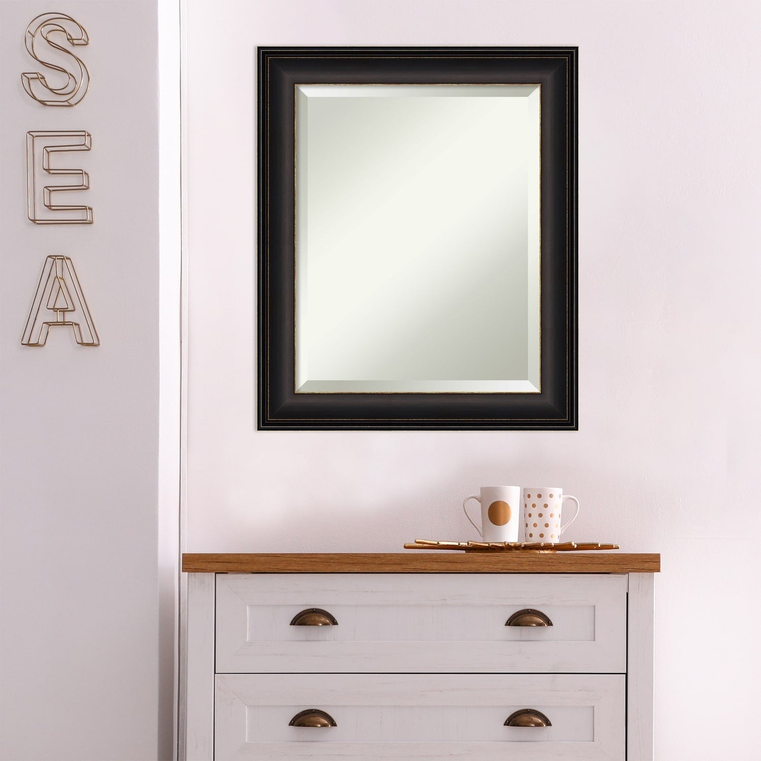 Miroir mural biseauté pour salle de bain - Cadre en bronze huilé Trio - Bronze huilé Trio