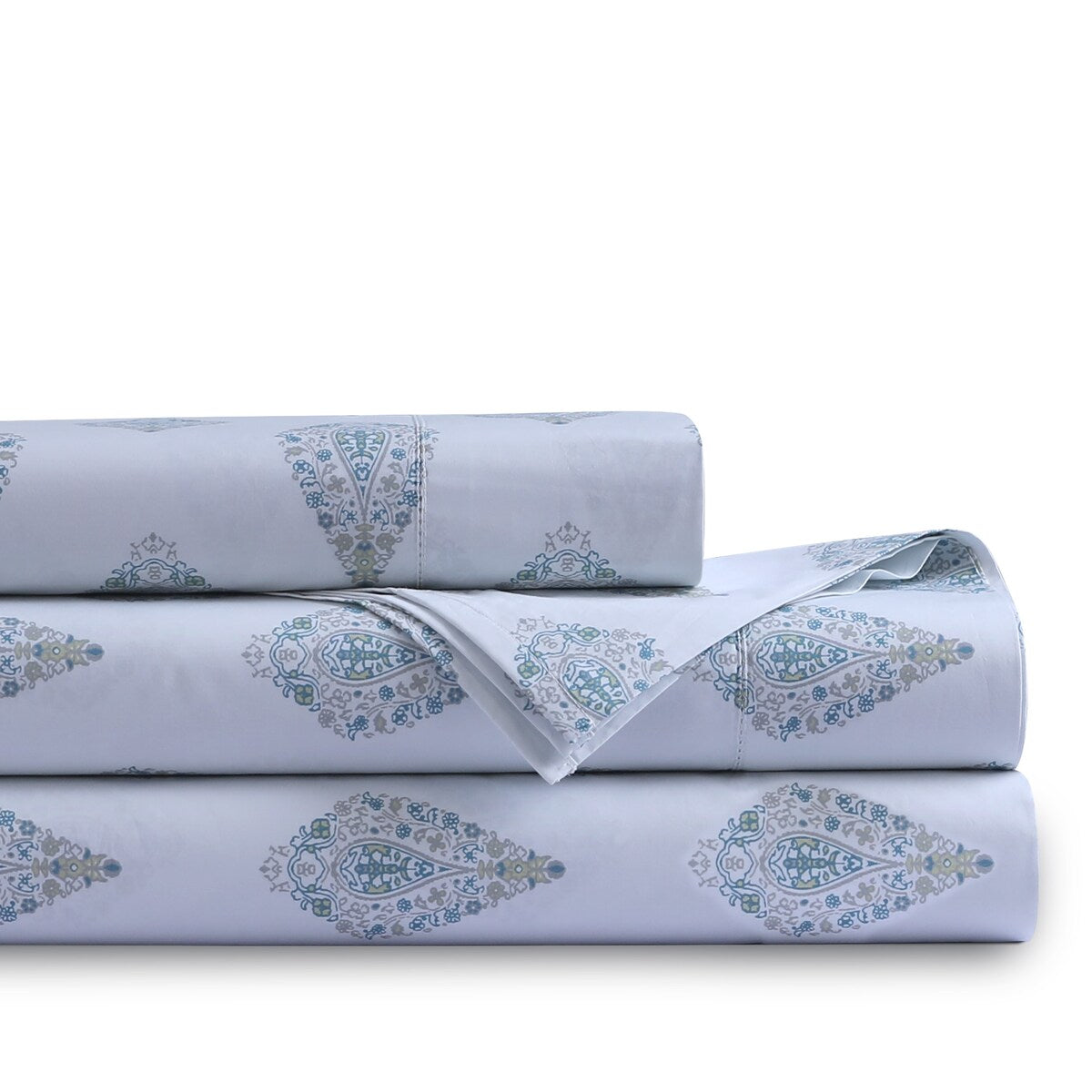 Parure de draps Tribeca Living en percale de coton biologique 400 fils avec poches extra profondes
