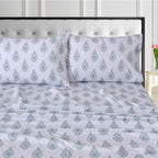 Parure de draps Tribeca Living en percale de coton biologique 400 fils avec poches extra profondes