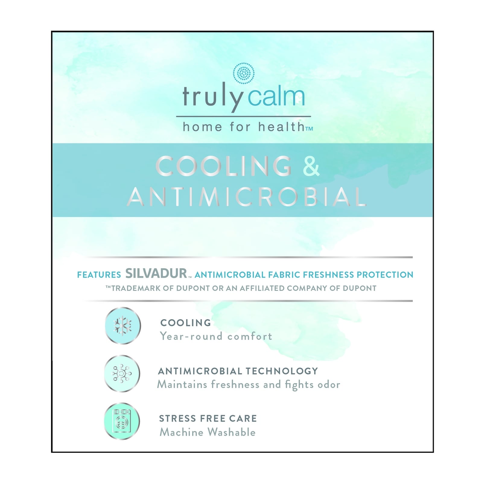 Ensemble housse de couette 3 pièces antimicrobienne Truly Calm Silver Cool