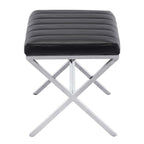 Banc de coiffeuse capitonné en similicuir avec pieds en métal en forme de X