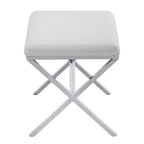Banc de coiffeuse capitonné en similicuir avec pieds en métal en forme de X