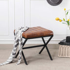 Banc de coiffeuse capitonné en similicuir avec pieds en métal en forme de X