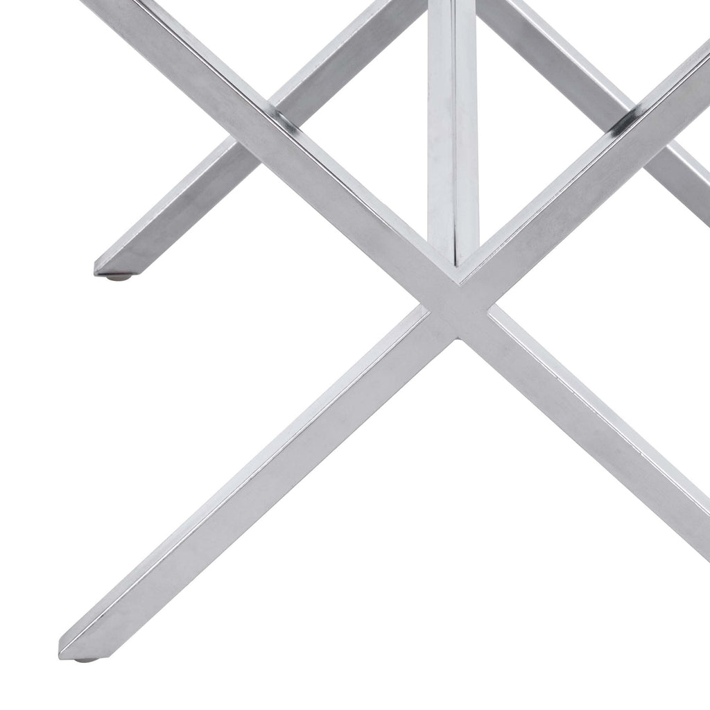 Banc de coiffeuse capitonné en similicuir avec pieds en métal en forme de X