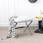 Banc de coiffeuse capitonné en similicuir avec pieds en métal en forme de X