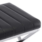 Banc de coiffeuse capitonné en similicuir avec pieds en métal en forme de X