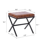 Banc de coiffeuse capitonné en similicuir avec pieds en métal en forme de X