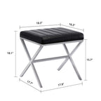 Banc de coiffeuse capitonné en similicuir avec pieds en métal en forme de X