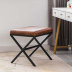 Banc de coiffeuse capitonné en similicuir avec pieds en métal en forme de X