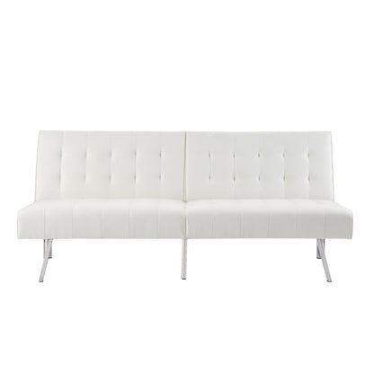 Canapé-lit futon capitonné moderne du milieu du siècle avec dossier divisé et pieds chromés