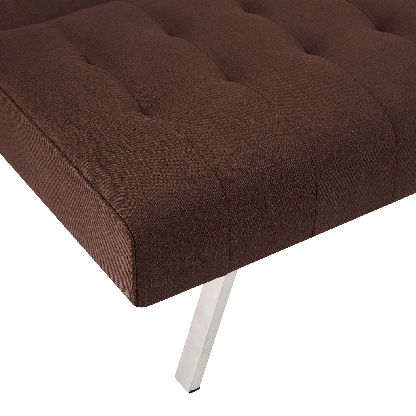 Canapé-lit futon capitonné moderne du milieu du siècle avec dossier divisé et pieds chromés