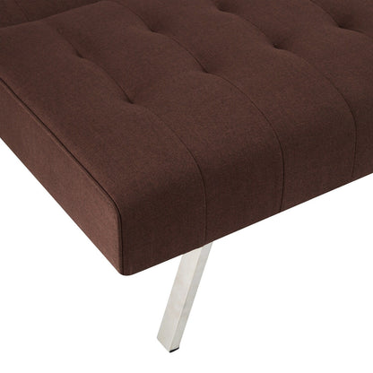 Canapé-lit futon capitonné moderne du milieu du siècle avec dossier divisé et pieds chromés