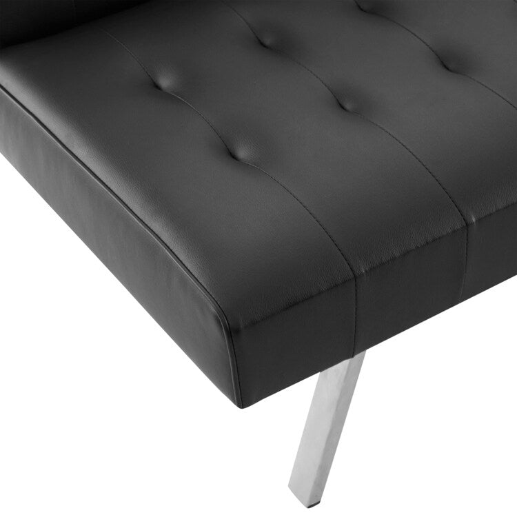 Canapé-lit futon capitonné moderne du milieu du siècle avec dossier divisé et pieds chromés