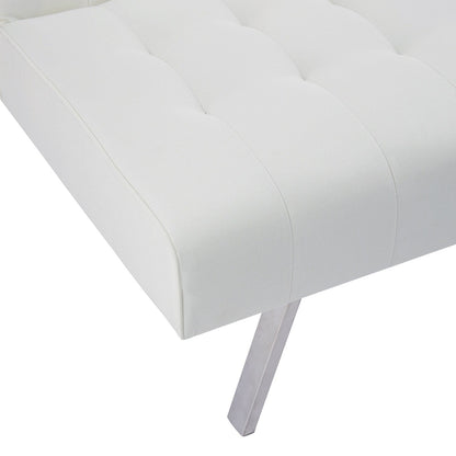 Canapé-lit futon capitonné moderne du milieu du siècle avec dossier divisé et pieds chromés