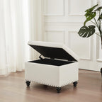 Banc ottoman de rangement capitonné, repose-pieds rectangulaire