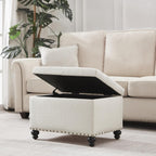 Banc ottoman de rangement capitonné, repose-pieds rectangulaire