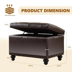 Banc ottoman de rangement capitonné, repose-pieds rectangulaire