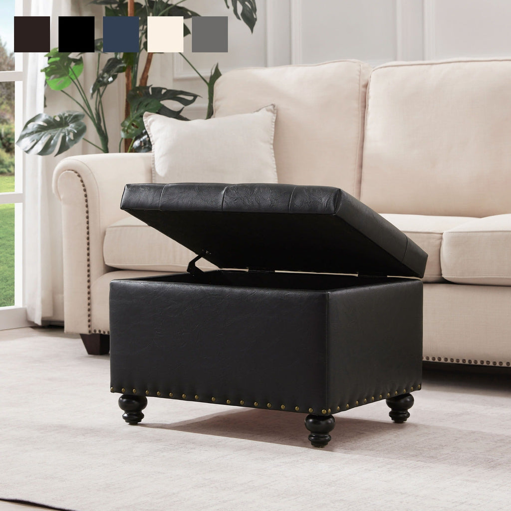 Banc ottoman de rangement capitonné, repose-pieds rectangulaire