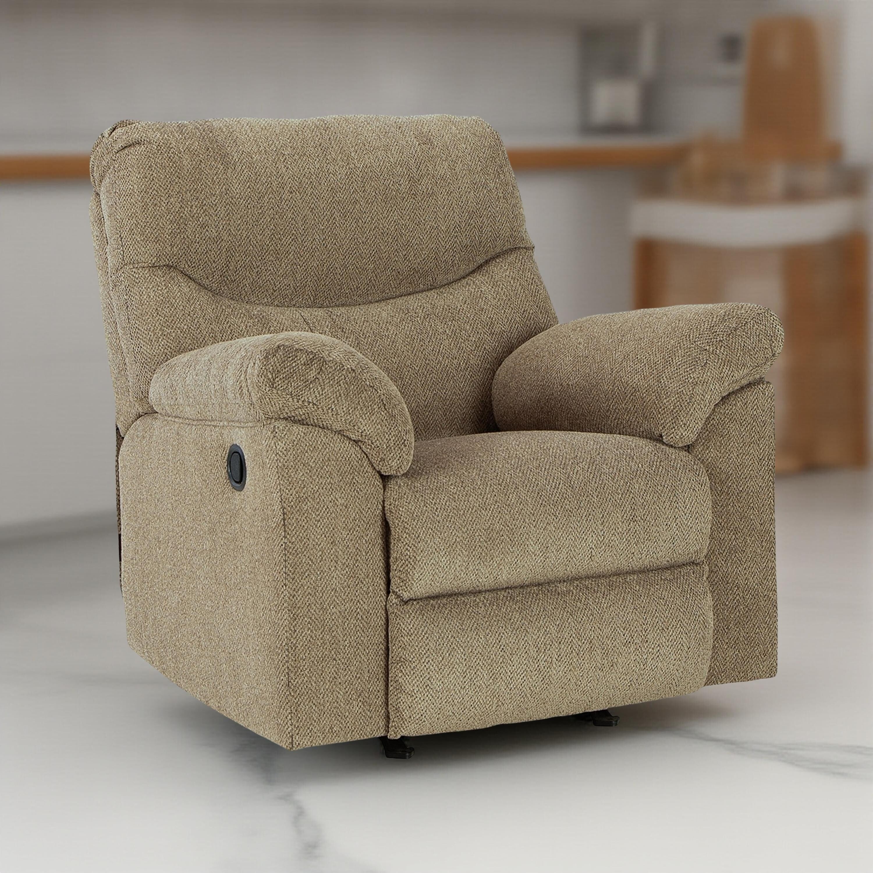 Fauteuil inclinable à bascule Tul, rembourrage en mousse de polyester, polyester brun bruyère