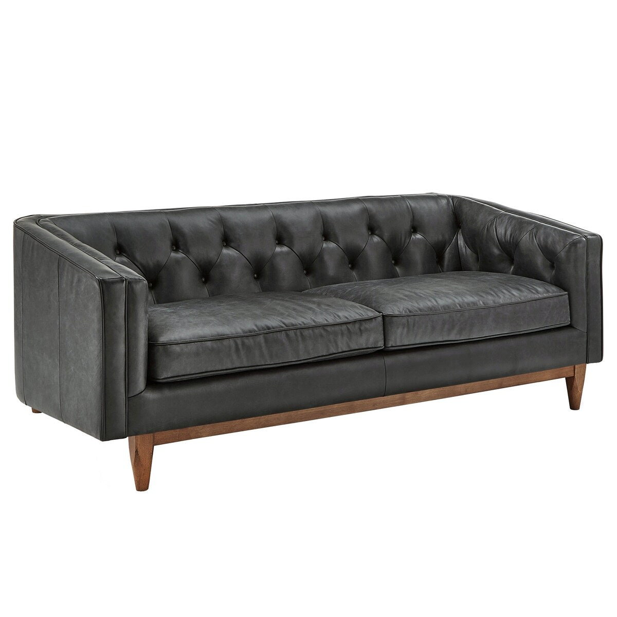 Canapé Tullio en cuir noir capitonné par iNSPIRE Q Modern