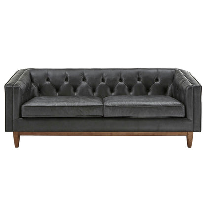 Canapé Tullio en cuir noir capitonné par iNSPIRE Q Modern