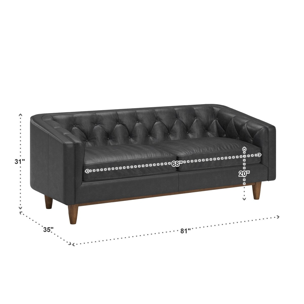 Canapé Tullio en cuir noir capitonné par iNSPIRE Q Modern
