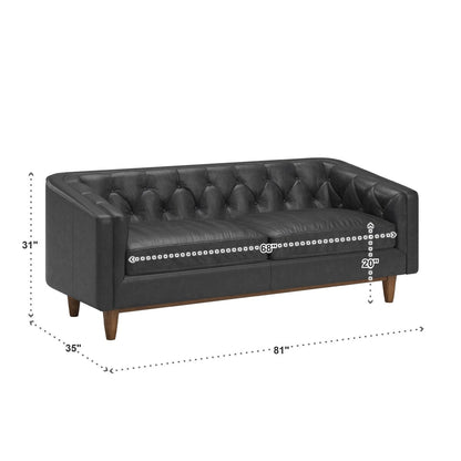 Canapé Tullio en cuir noir capitonné par iNSPIRE Q Modern