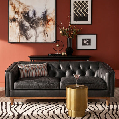 Canapé Tullio en cuir noir capitonné par iNSPIRE Q Modern