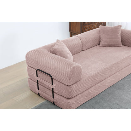 Canapé-lit convertible 2 pièces Twilight, matelas pliant en velours côtelé avec cadre fixe pour un espace de vie confortable