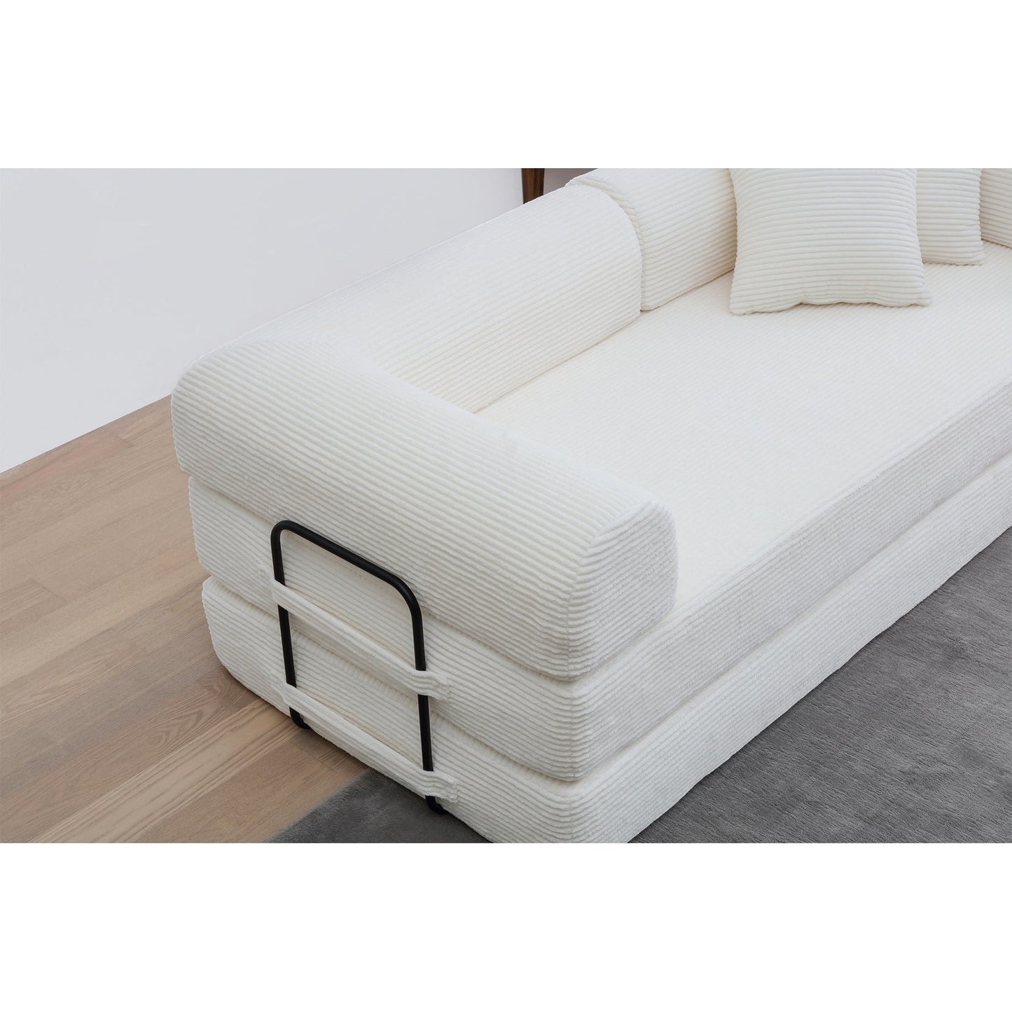 Canapé-lit convertible 2 pièces Twilight, matelas pliant en velours côtelé avec cadre fixe pour un espace de vie confortable