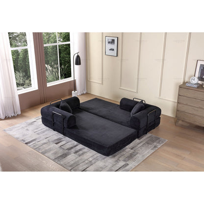 Canapé-lit convertible 2 pièces Twilight, matelas pliant en velours côtelé avec cadre fixe pour un espace de vie confortable