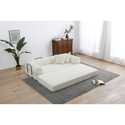 Canapé-lit convertible 2 pièces Twilight, matelas pliant en velours côtelé avec cadre fixe pour un espace de vie confortable