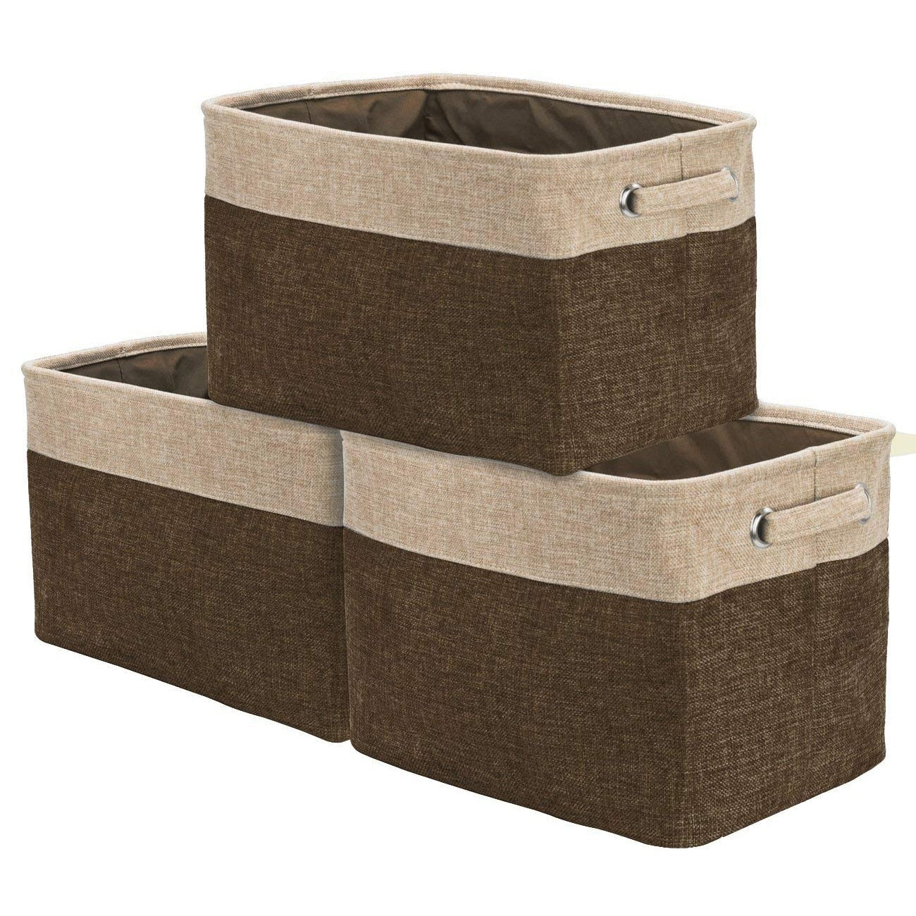 Lot de 3 paniers de rangement en sergé, noir