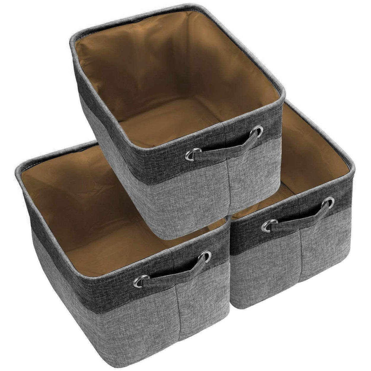 Lot de 3 paniers de rangement en sergé, noir