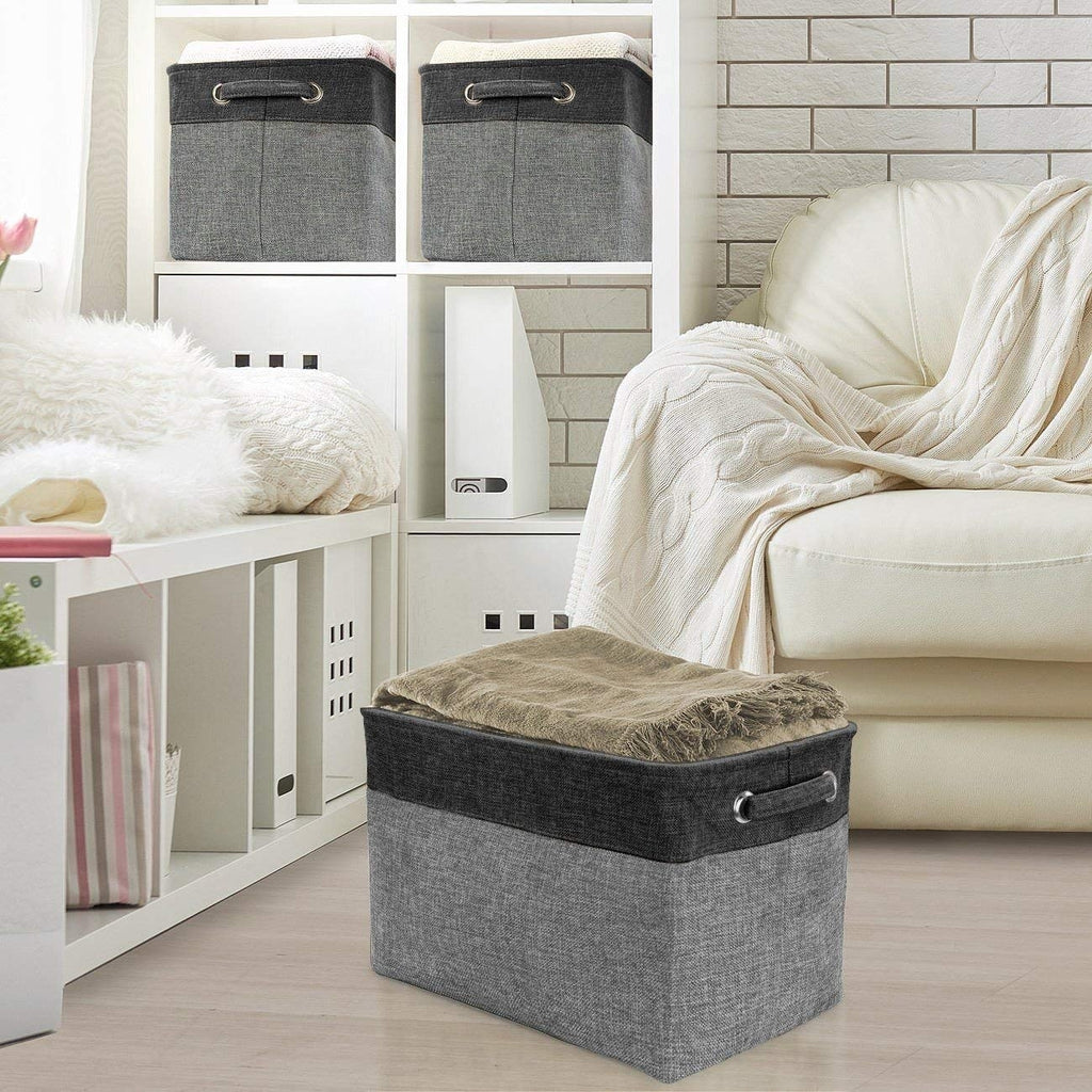 Lot de 3 paniers de rangement en sergé, noir