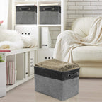 Lot de 3 paniers de rangement en sergé, noir