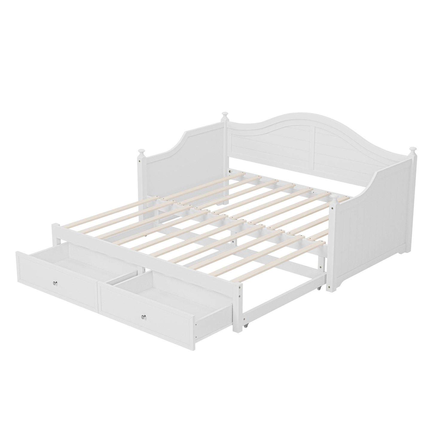 Lit de repos double en bois avec tiroirs de rangement, canapé-lit en bois pour salon, chambre d'amis