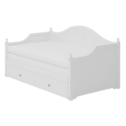 Lit de repos double en bois avec tiroirs de rangement, canapé-lit en bois pour salon, chambre d'amis