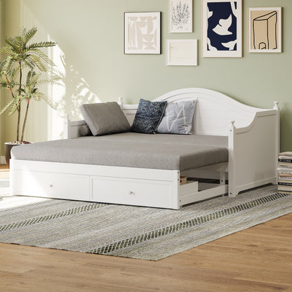 Lit de repos double en bois avec tiroirs de rangement, canapé-lit en bois pour salon, chambre d'amis