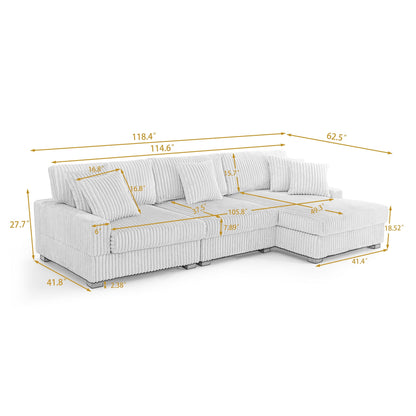 Canapé modulaire en forme de L en velours rembourré UIXE
