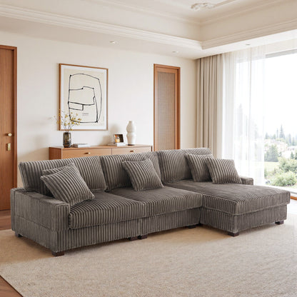 Canapé modulaire en forme de L en velours rembourré UIXE