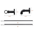 Tringles à rideaux industrielles UTOPIA ALLEY de 2,5 cm pour fenêtres, occultantes, enveloppantes, style rustique, noir mat