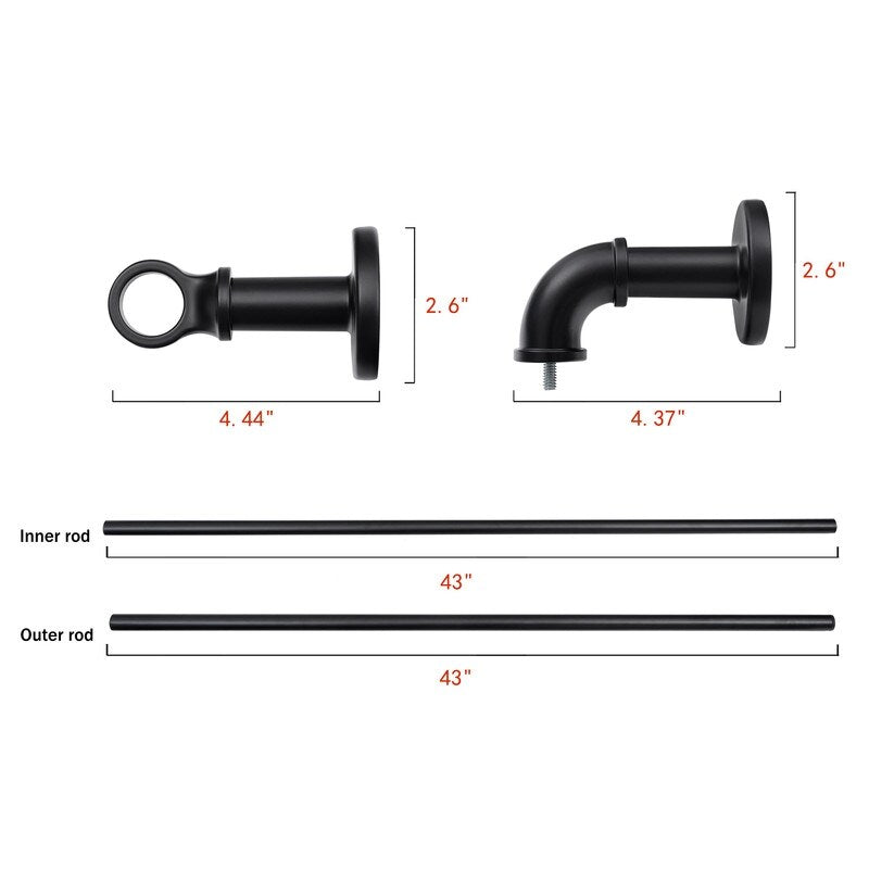 Tringles à rideaux industrielles UTOPIA ALLEY de 2,5 cm pour fenêtres, occultantes, enveloppantes, style rustique, noir mat