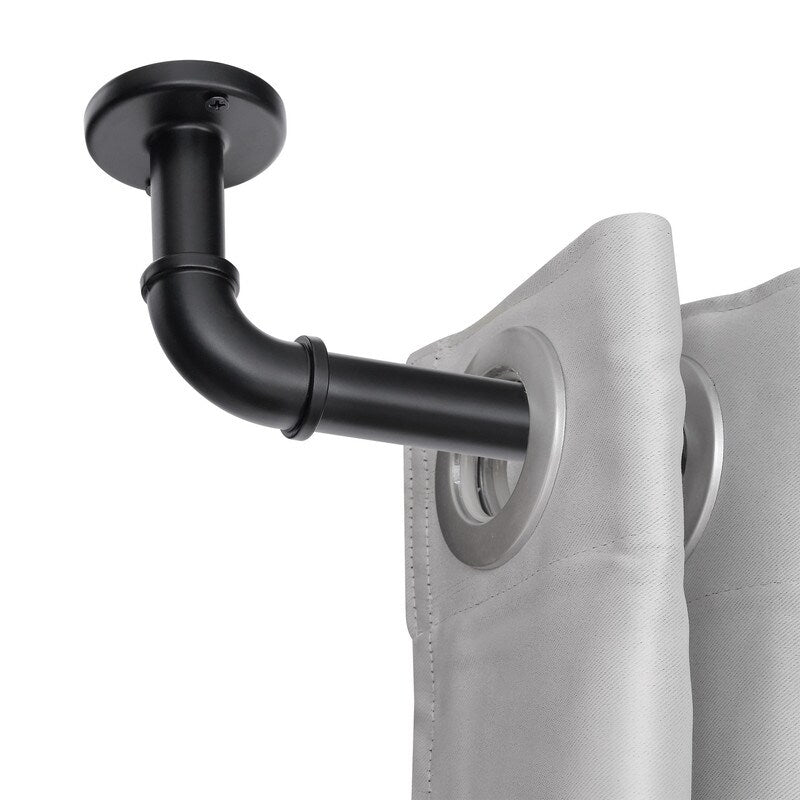 Tringles à rideaux industrielles UTOPIA ALLEY de 2,5 cm pour fenêtres, occultantes, enveloppantes, style rustique, noir mat