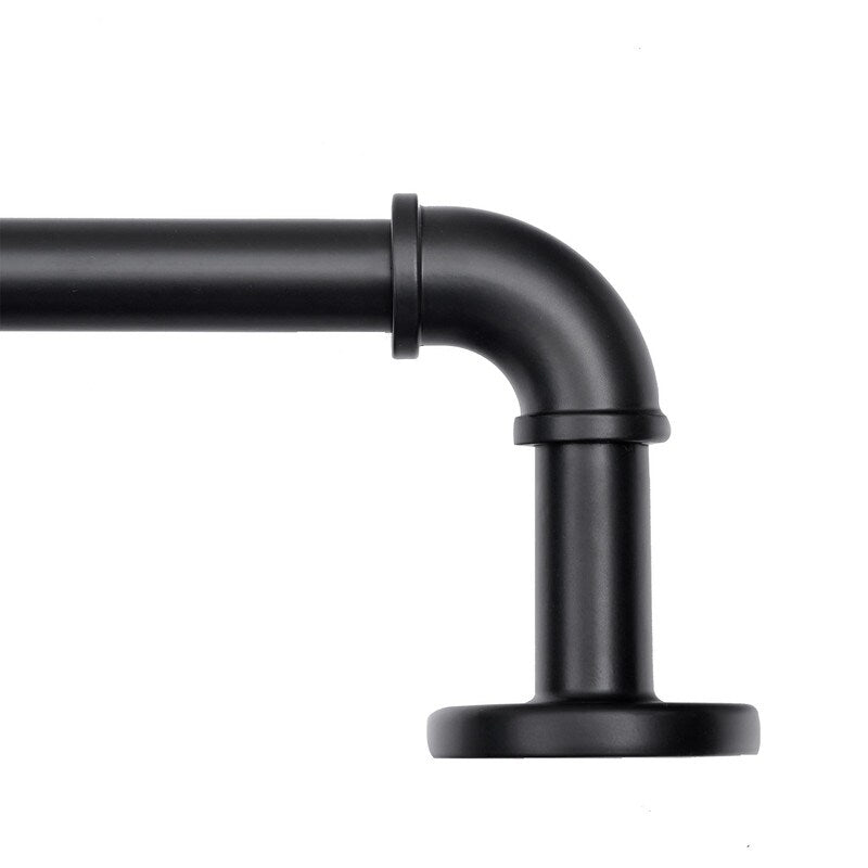 Tringles à rideaux industrielles UTOPIA ALLEY de 2,5 cm pour fenêtres, occultantes, enveloppantes, style rustique, noir mat