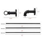 Tringles à rideaux industrielles UTOPIA ALLEY de 2,5 cm pour fenêtres, occultantes, enveloppantes, style rustique, noir mat