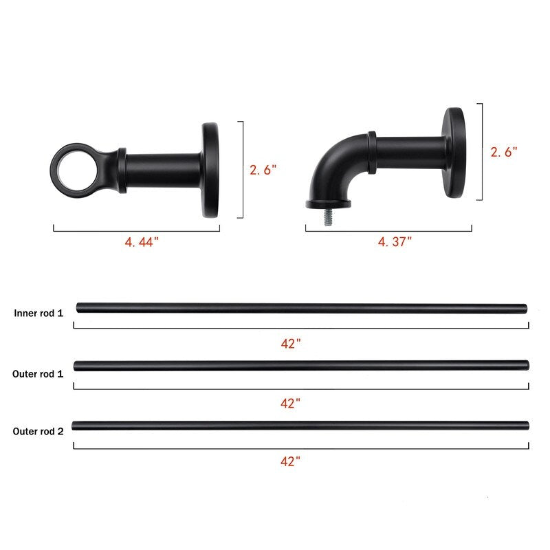 Tringles à rideaux industrielles UTOPIA ALLEY de 2,5 cm pour fenêtres, occultantes, enveloppantes, style rustique, noir mat