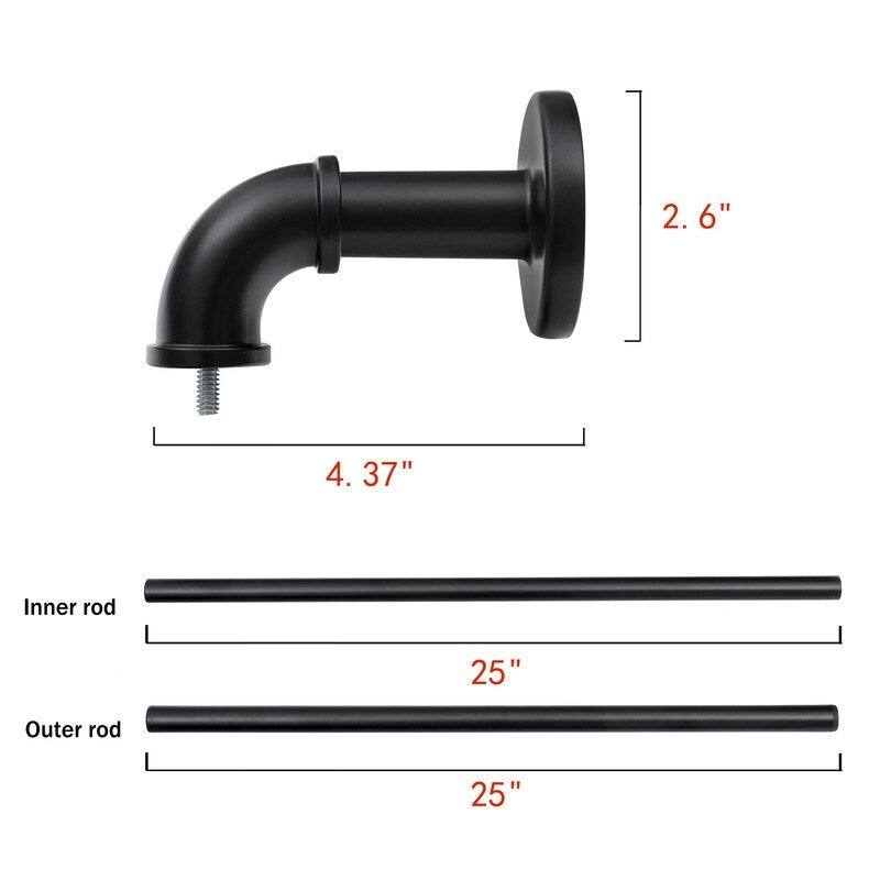 Tringles à rideaux industrielles UTOPIA ALLEY de 2,5 cm pour fenêtres, occultantes, enveloppantes, style rustique, noir mat
